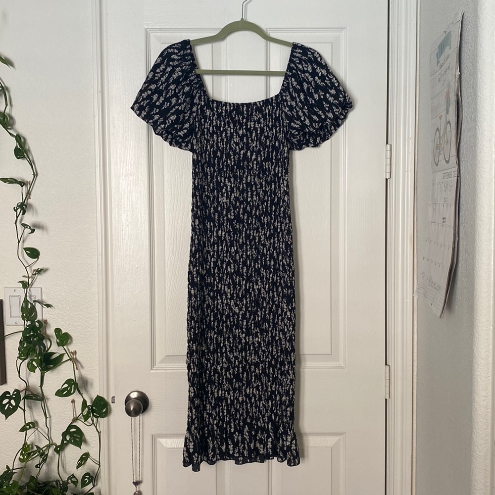 Black floral mid dress